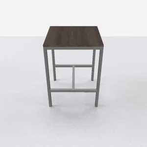 Goedkoop Arca bartafel 80x80cm (bxd), werkblad logan eiken, n-poot alu grijs, vaste hoogte