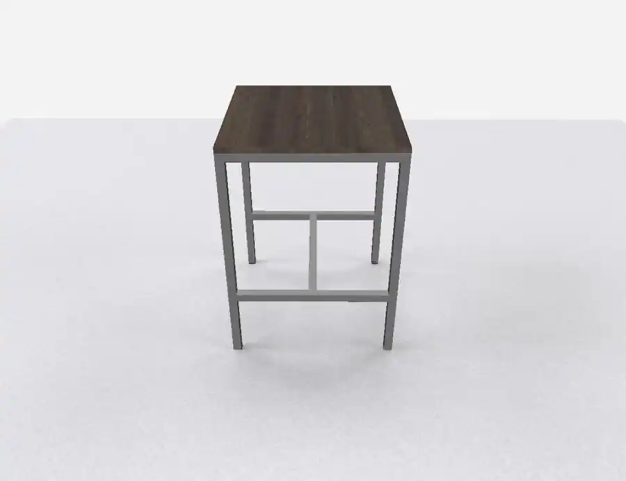 Goedkoop Arca bartafel 80x80cm (bxd), werkblad logan eiken, n-poot alu grijs, vaste hoogte