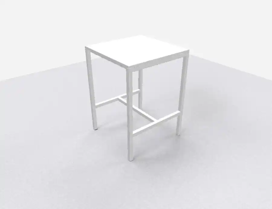 Uitverkoop Arca bartafel 80x80cm (bxd), werkblad wit, n-poot wit, vaste hoogte