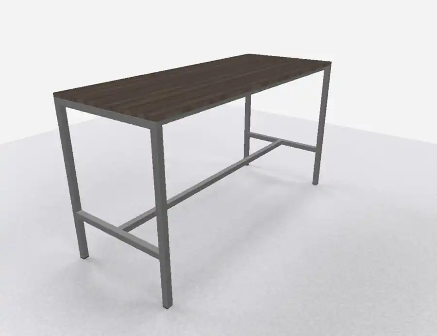 Nieuw Arca bartafel 200x80cm (bxd), werkblad logan eiken, n-poot alu grijs, vaste hoogte
