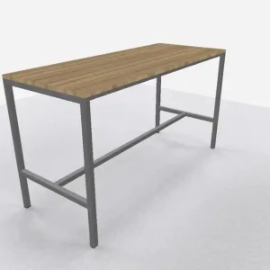 Betaalbaar Arca bartafel 200x80cm (bxd), werkblad robson eiken, n-poot alu grijs, vaste hoogte