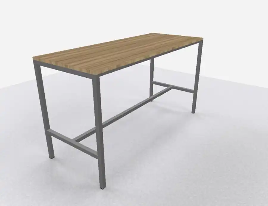 Betaalbaar Arca bartafel 200x80cm (bxd), werkblad robson eiken, n-poot alu grijs, vaste hoogte