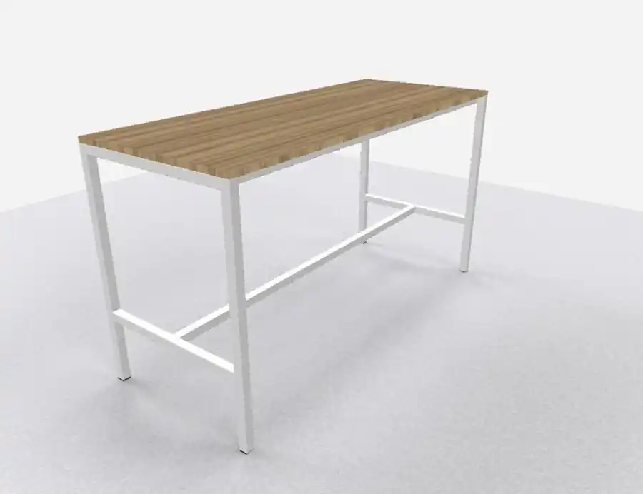 Beperkte Voorraad Arca bartafel 200x80cm (bxd), werkblad robson eiken, n-poot wit, vaste hoogte