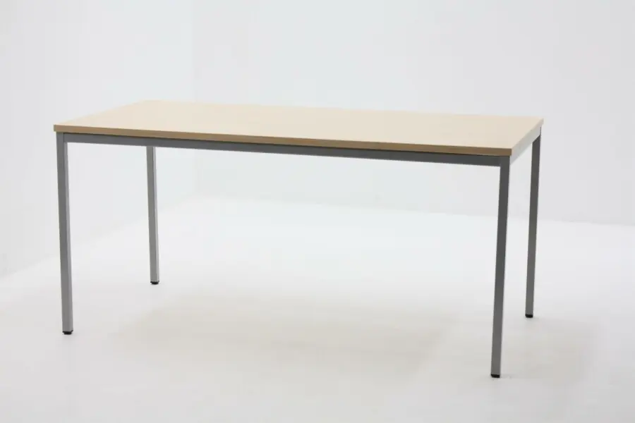 Basic-line tafel 160x80cm (bxd), werkblad ahorn, 4-poot aluminium, vaste hoogte Must-Have