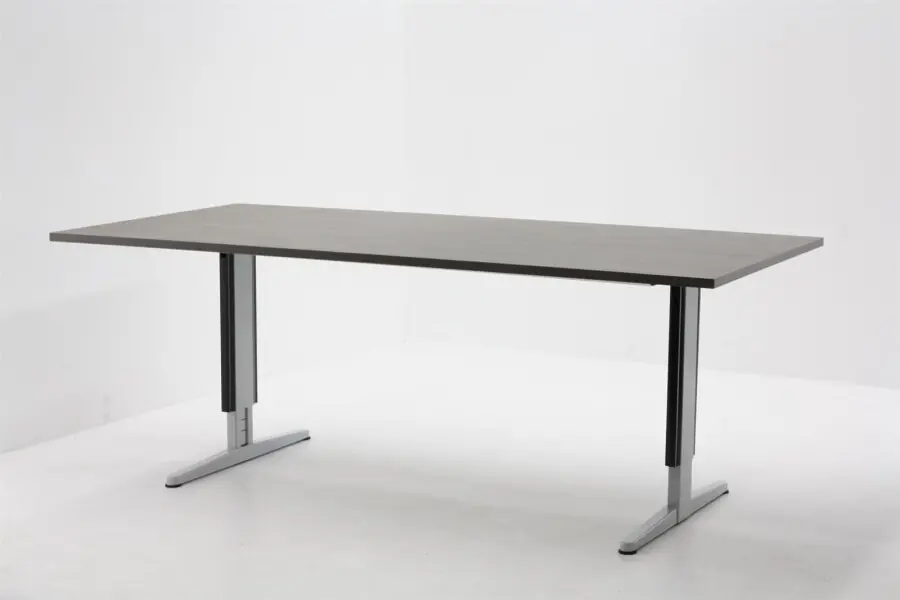Vergadertafel Aspa Facility 200x100cm (bxd), werkblad logan eiken, t-poot alu grijs Laatste Versie
