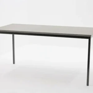 Aanbieding Basic-line tafel 80x80cm (bxd), werkblad logan eiken, 4-poot zwart, vaste hoogte
