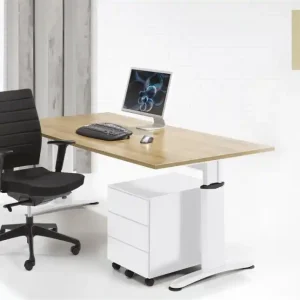Aanbieding Bureau Basic-T, wit T-poot, blad ahorn T519 80x80cm