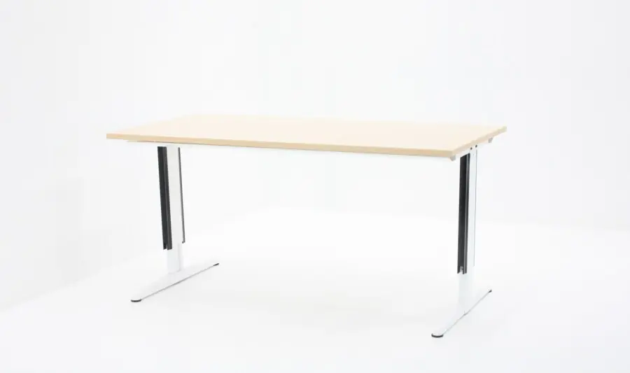 Bureau Aspa Facility 160x80cm (bxd), werkblad in ahorn, t-poot wit Veilige Betaling