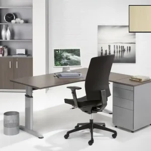 Aanbieding Wingbureau Spacial, antraciet T-poot, blad ahorn (A) 180x120cm rechts