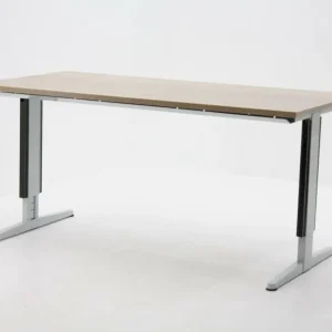 Gecertificeerd Bureau Aspa Facility 180x90cm (bxd), werkblad robson eiken, t-poot alu grijs, circulair