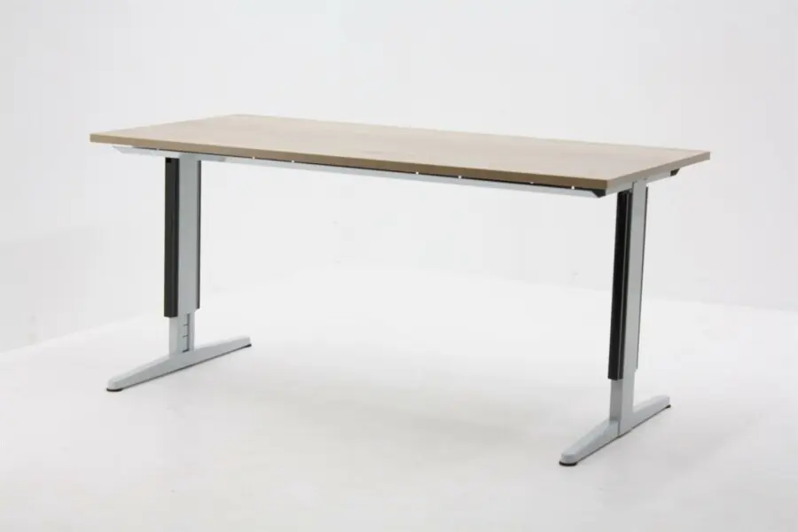 Gecertificeerd Bureau Aspa Facility 180x90cm (bxd), werkblad robson eiken, t-poot alu grijs, circulair