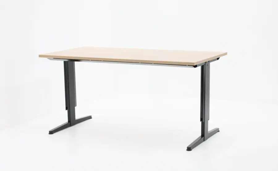 Bureau Aspa Facility 180x90cm (bxd), werkblad kersen havanna, t-poot zwart, circulair Finale Uitverkoop