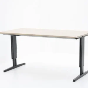 Bureau Aspa Facility 180x90cm (bxd), werkblad robson eiken, t-poot zwart, circulair Laatste Versie