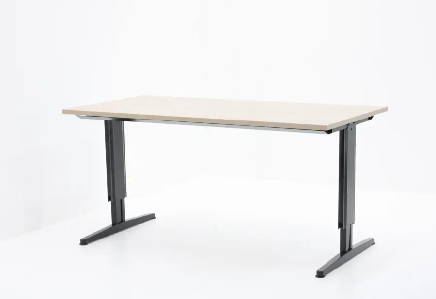 Bureau Aspa Facility 180x90cm (bxd), werkblad robson eiken, t-poot zwart, circulair Laatste Versie