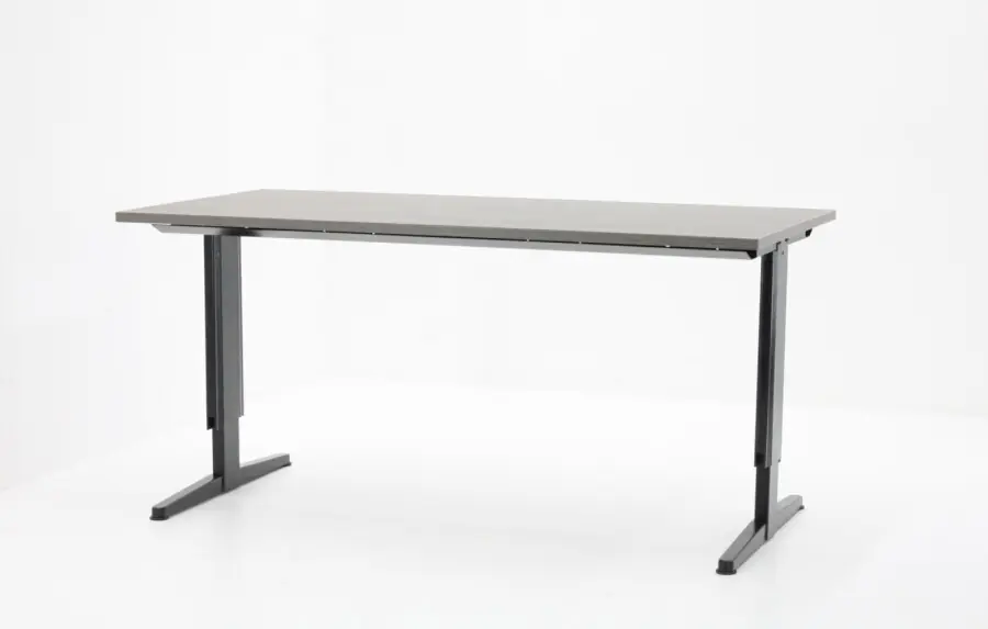 Bureau Aspa Facility 180x90cm (bxd), werkblad logan eiken, t-poot zwart, circulair Lage Kosten