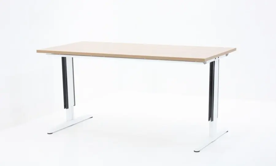Bureau Aspa Facility 180x90cm (bxd), werkblad kersen havanna, t-poot wit, circulair Hete Deal