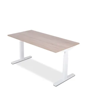 Actieprijs Bureau Optima zit-/sta elektrisch 200x100cm wit - robson eiken - memory display