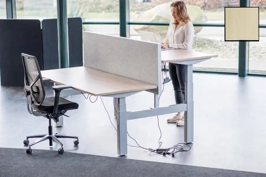 Aanbieding Bureau Duo Dynamic zit-/sta elektrisch 180x90cm alu - ahorn - memory display