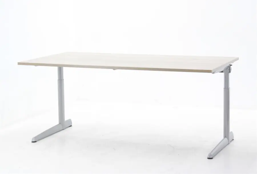Bureau Ahrend 500 - 180x90cm (bxd) - werkblad robson eiken, c-poot alu grijs, instelbaar Snelle Levering