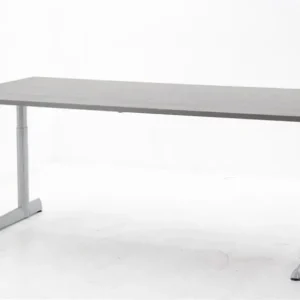 Bureau Ahrend 500 - 180x90cm (bxd) - werkblad logan eiken, c-poot alu grijs, instelbaar Seizoensaanbieding