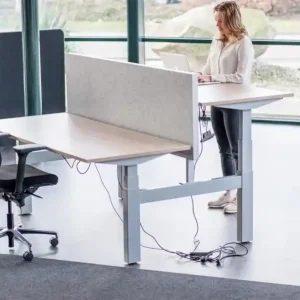 Aanbieding Bureau Duo Dynamic zit-/sta elektrisch 160x80cm zwart - halifax eik - up & down display