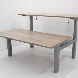 Zit sta duo werkplek Electric - 2x 160x80cm (bxd) elek. verstelb. h-poot alu, robson eik Op = Op