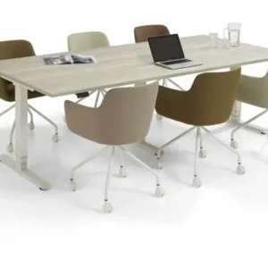 Zit-sta vergadertafel elektrisch, Flex Meeting in wit - eik wit 240x120 (lxb) Dagaanbieding