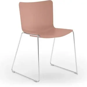 Aanbieding Peyo SL kunststof stoel in de kleur poeder roze met chroom sledeframe