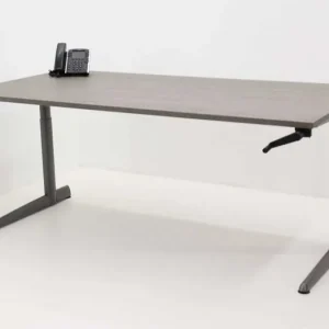 Beste Prijs Bureau Ahrend 500 - 180x90cm (bxd), werkblad logan eiken, c-poot antraciet, handslinger