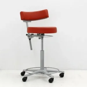 Aanbieding Werkstoel Greiner - bekleding kunstleer oranje - voetkruis alu grijs