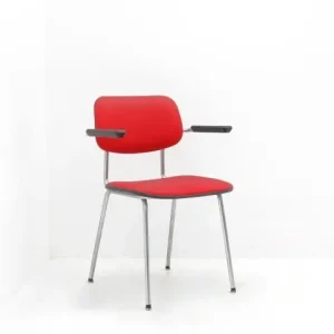 Vergaderstoel Gispen Cordemeyer 1235 - nieuw te stofferen - 4-poot chroom - armleggers zw. Superprijs