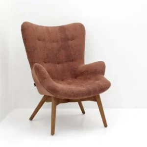 Fauteuil - roestbruin - 4-poot hout Laatste Versie