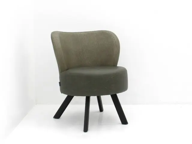 Actieprijs Fauteuil - groen leder - 4-poot zwart