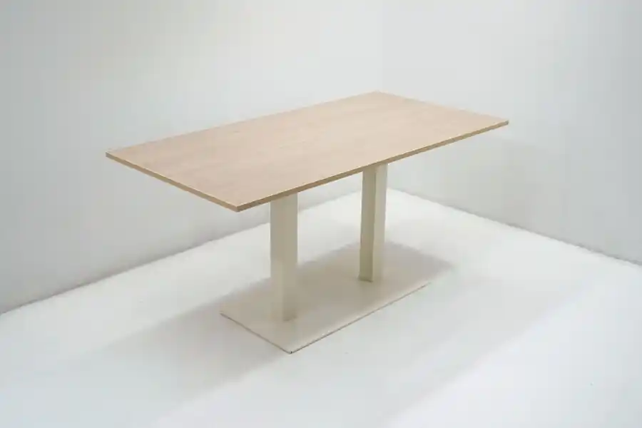 Must-Have Kantinetafel; Lindberg eiken blad met kolompoot wit