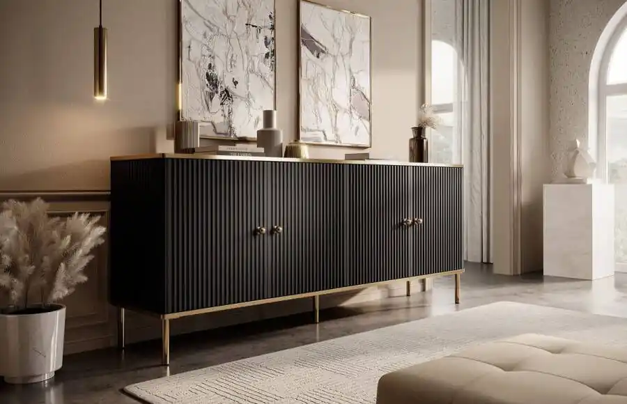 Meubella Dressoir Vanty Zwart 182 cm Lage Kosten