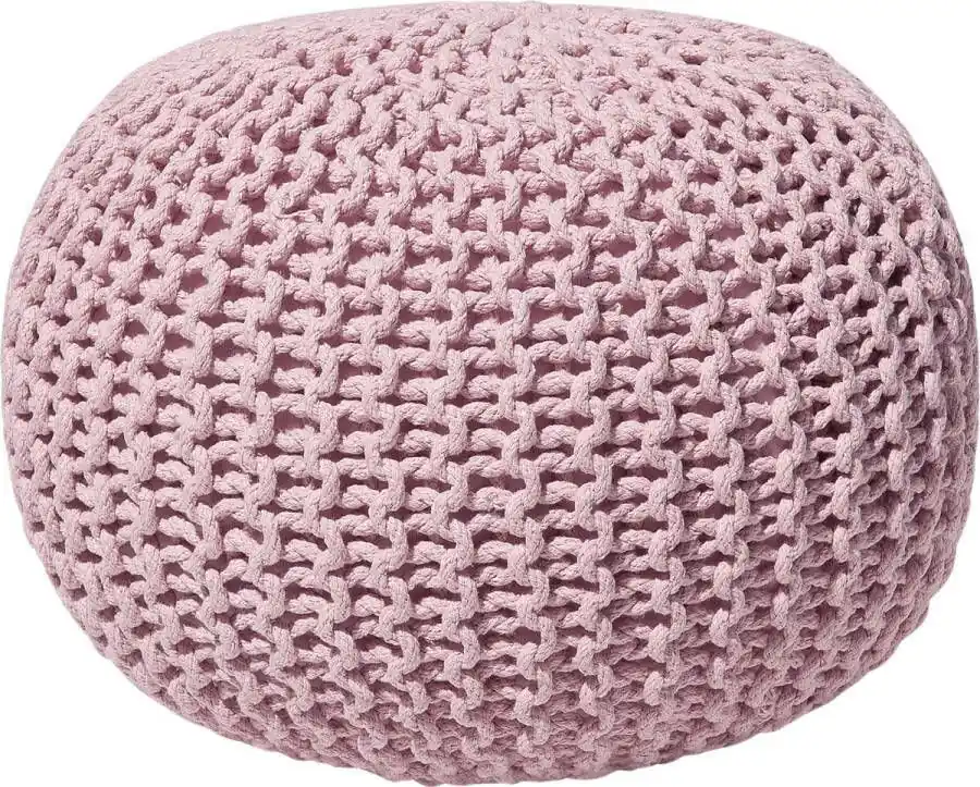 Beliani CONRAD Poef Roze 50 cm Katoen Lage Kosten