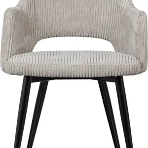 Korting Woood Ferdy Eetkamerstoelen Polyester Pearl Set van 2