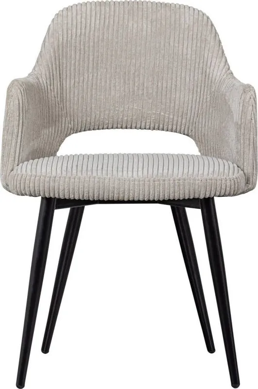 Korting Woood Ferdy Eetkamerstoelen Polyester Pearl Set van 2