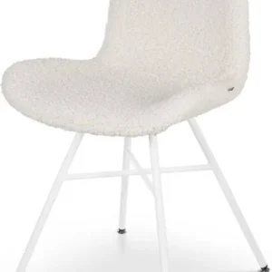 Express Levering Nolon Noa-Fé Eetkamerstoel Teddy Gebroken Wit Stof Wit Onderstel Modern