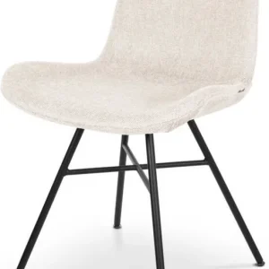 Bestel Nu Nolon Noa-Fé Eetkamerstoel Beige Stof Zwart Onderstel Modern