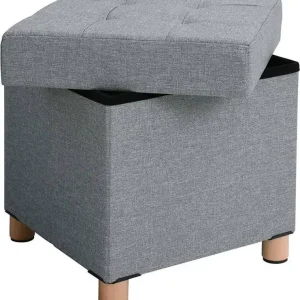 Acaza Opvouwbare Opberg Poef Voetenbank Met Opbergruimte Opbergbox Hocker Zitkist Grijs 40 cm Hoog en 38 cm Breed Koopje