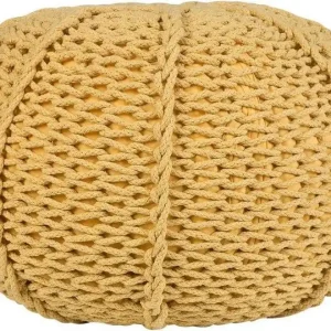 Beliani CONRAD Poef Mosterdgeel 50 cm Katoen Veilige Betaling