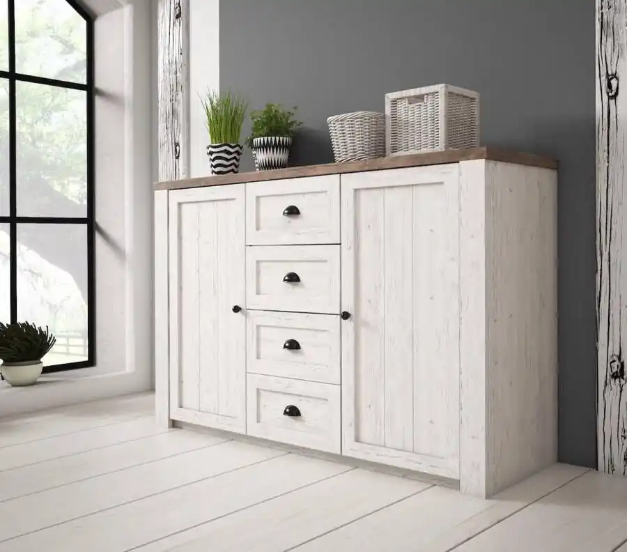Hete Deal Meubella Dressoir Parello 2 Wit Eiken 130 cm