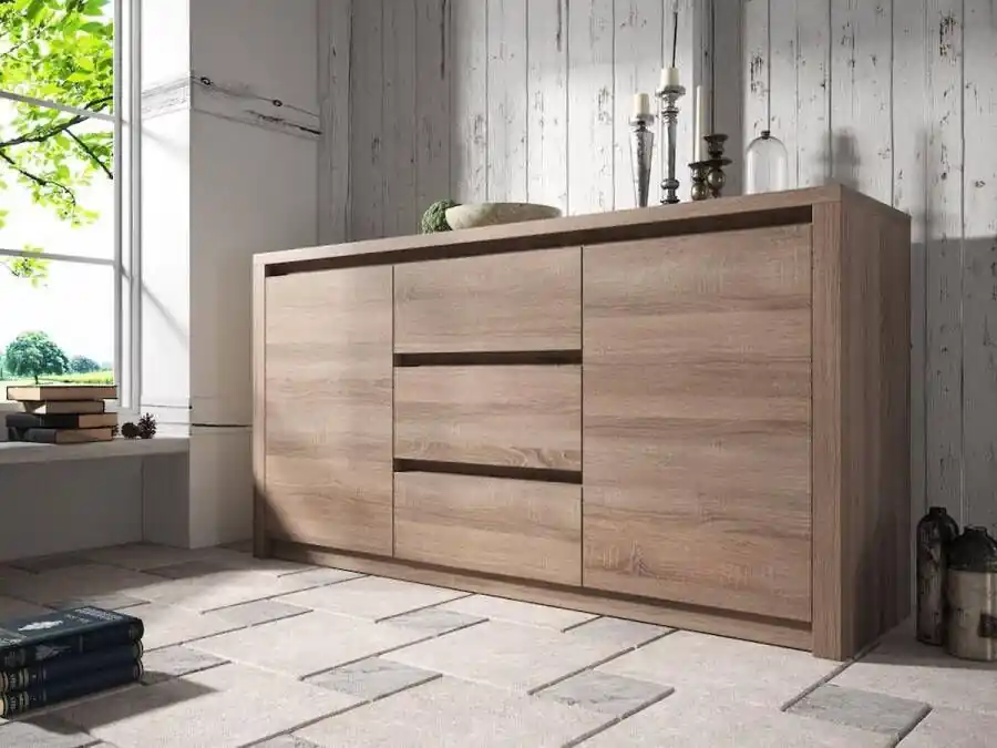 Superprijs Meubella Dressoir Monaco Truffel eiken 140 cm