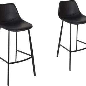 Actieprijs Dutchbone Barkruk ‘Franky‘ PU (zithoogte 80cm) kleur Zwart
