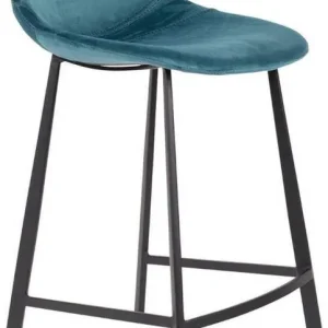 Dutchbone Barkruk Franky Velvet (zithoogte 65cm) Petrol Lage Kosten