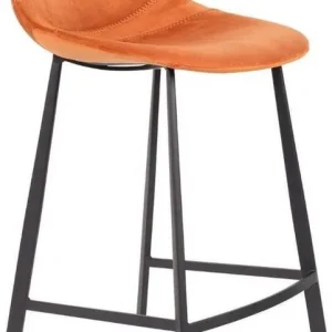 Dutchbone Barkruk Franky Velvet (zithoogte 65cm) Oranje Meest Verkocht