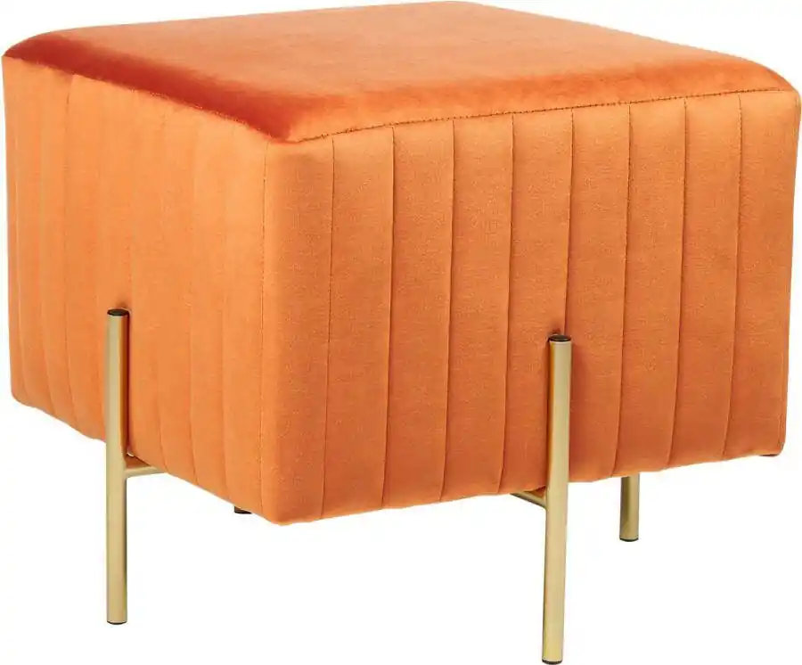 Koop Online Beliani DAYTON Hocker-Oranje-Fluweel