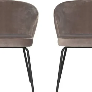 Superprijs BePureHome Admit Eetkamerstoel Fluweel Khaki Set van 2