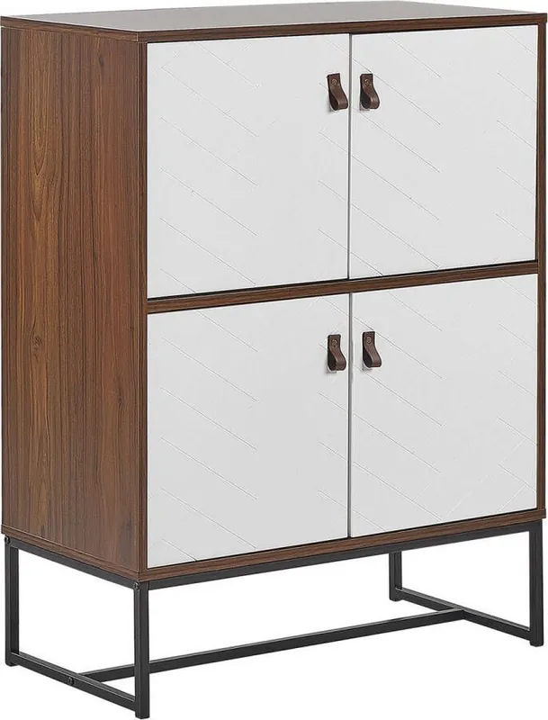 Alleen Vandaag Beliani NUEVA 4 Door Sideboard Donkere houtkleur MDF